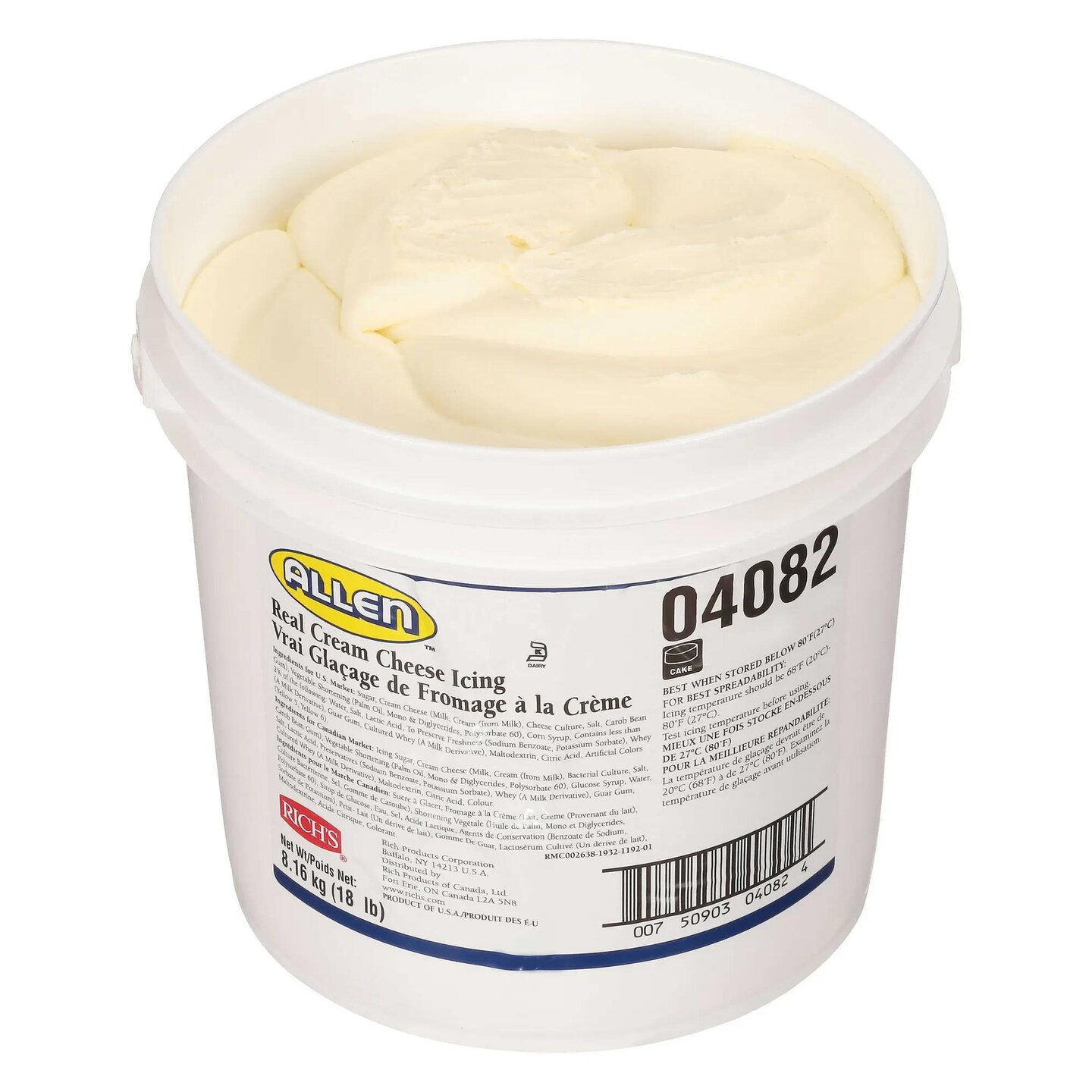 Rich JW Allen Real Cream Cheese Icing Made from Real Cream Cheese 18 Pound