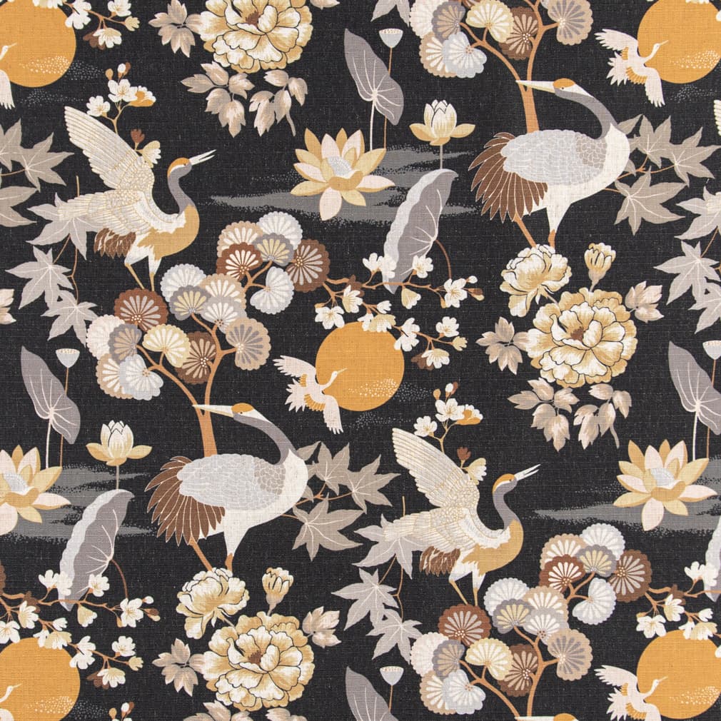 Noir - Black,Brown Floral,Novelty,Tropical & Botanical Upholstery Fabric 54 Inches"