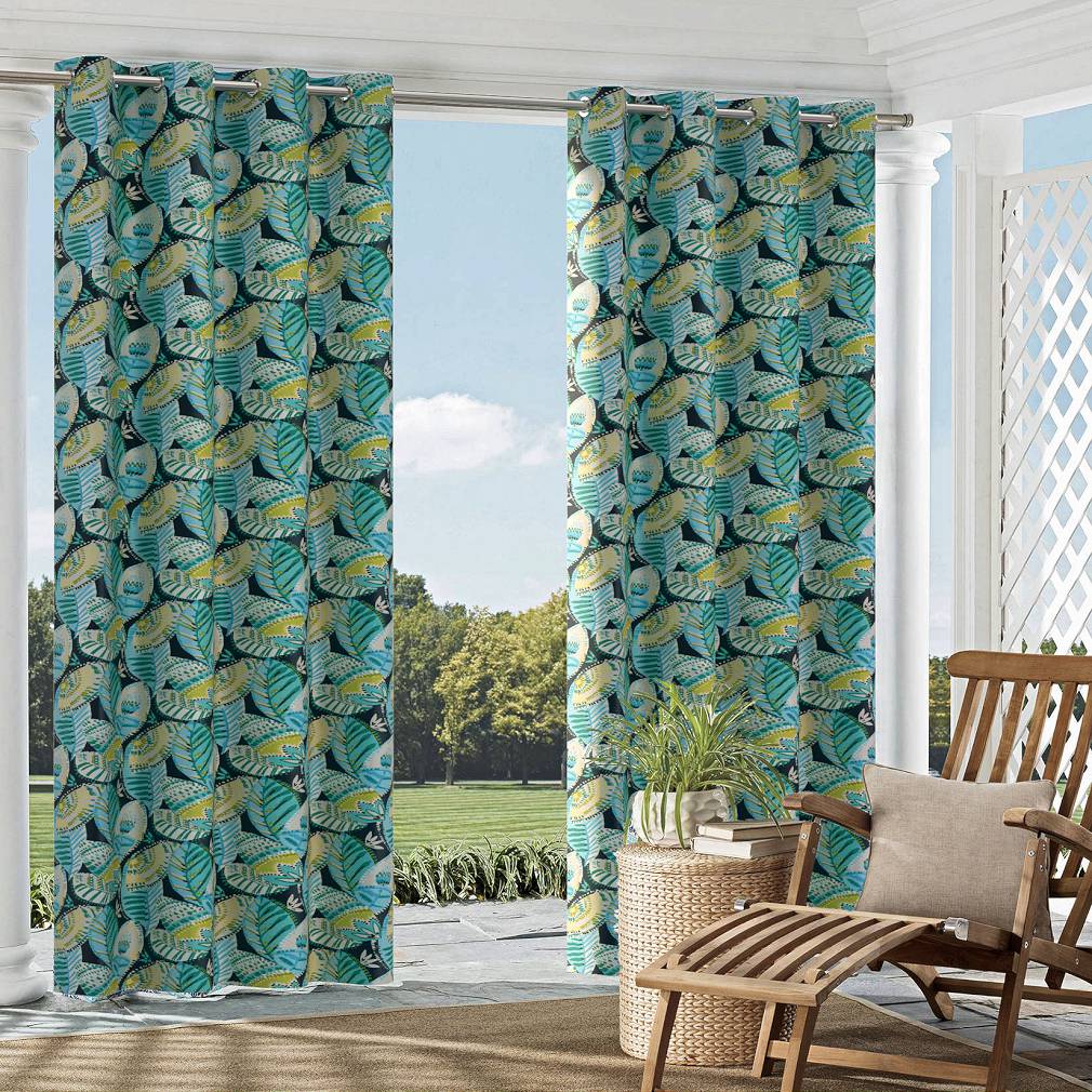 Cancun - Aqua & Teal Abstract & Geometric,Leaves,Tropical & Botanical Upholstery Fabric 54 Inches"