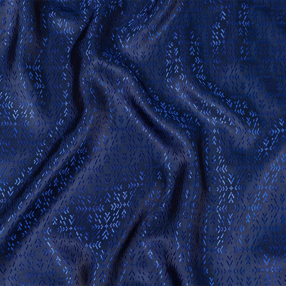 1 Yard Cobalt Navy Bi-Color Diamonds Jacquard Lining Fabric 55 Inch Width