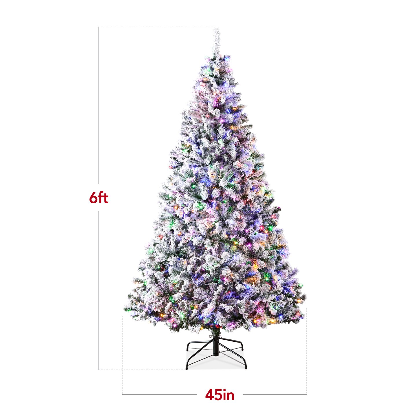 Best Choice Products Pre-Lit Holiday Christmas Pine Tree w/ Flocked Branches, Warm-White &#x26; Multicolored Lights