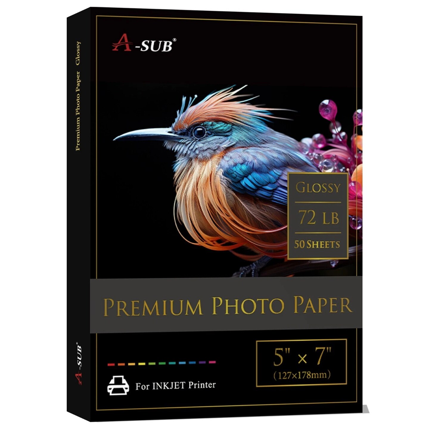 A-SUB Premium Glossy Photo Paper for Inkjet, 72 lb, Assorted Sizes