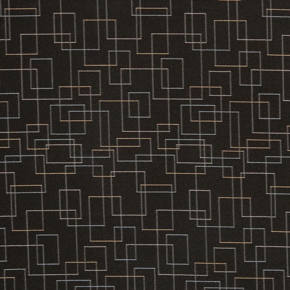 Ebony - Black Abstract & Geometric Upholstery Fabric 54 Inches"