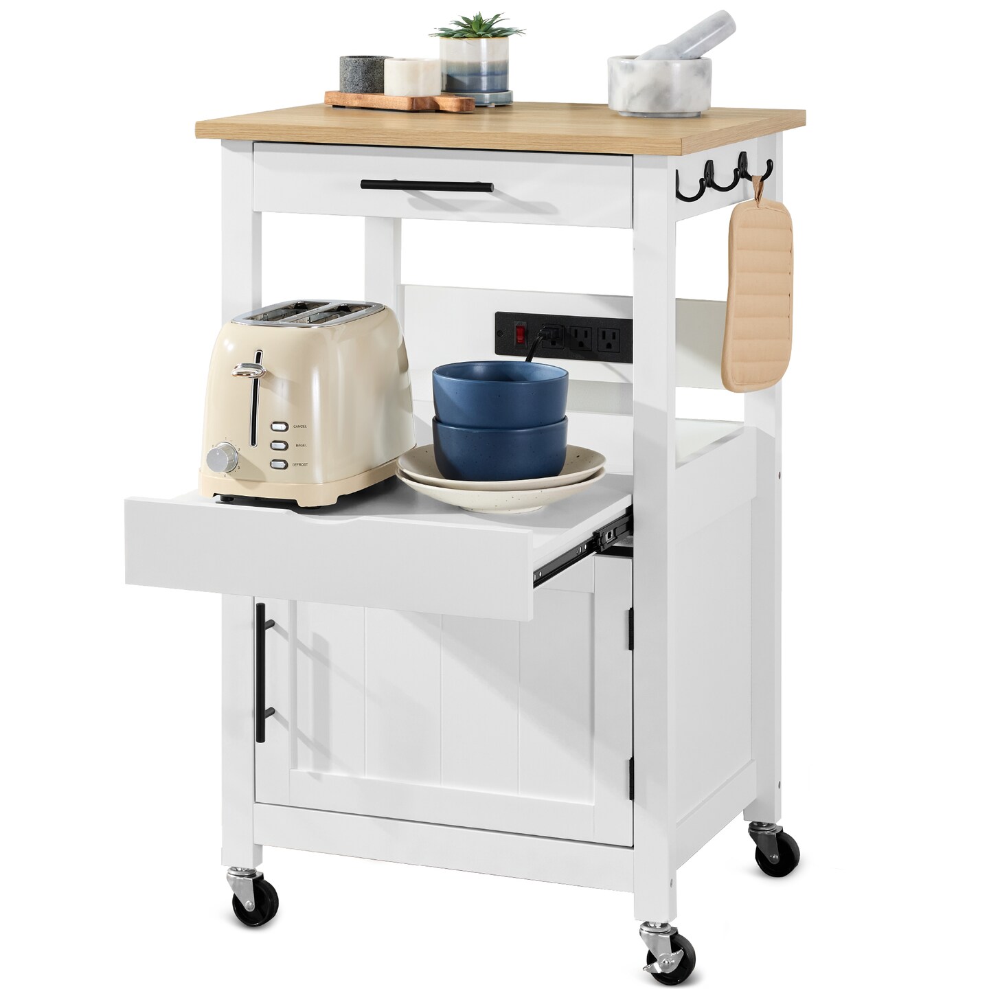 Best Choice Products Rolling Kitchen Island Cart, Single Door Cabinet w/ Drawer, Sliding Tray, Outlet