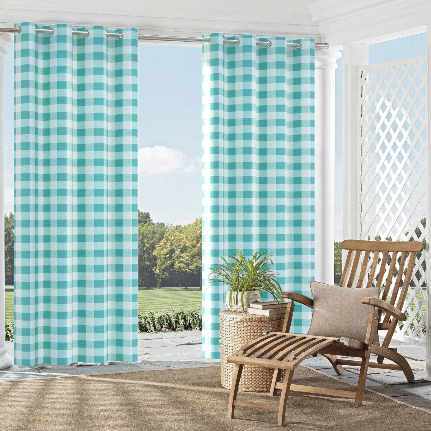 Turquoise - Aqua & Teal Check & Houndstooth,Plaid Upholstery Fabric 54 Inches"