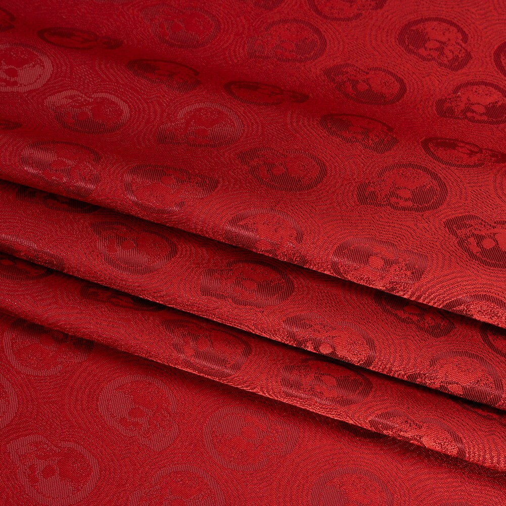 1 Yard Skulls Jacquard Lining Fabric Red and Maroon Bi-Color (55" Wide)