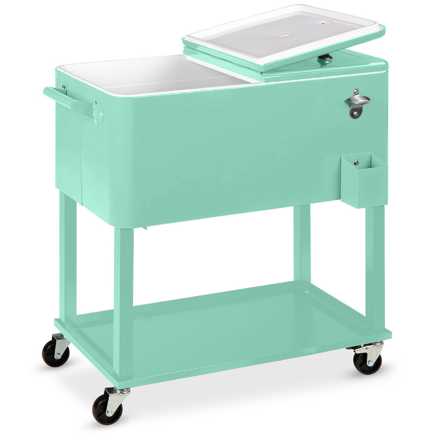 Best Choice Products 80qt Steel Rolling Cooler Cart w/ Bottle Opener, Catch Tray, Drain Plug, Locking Wheels