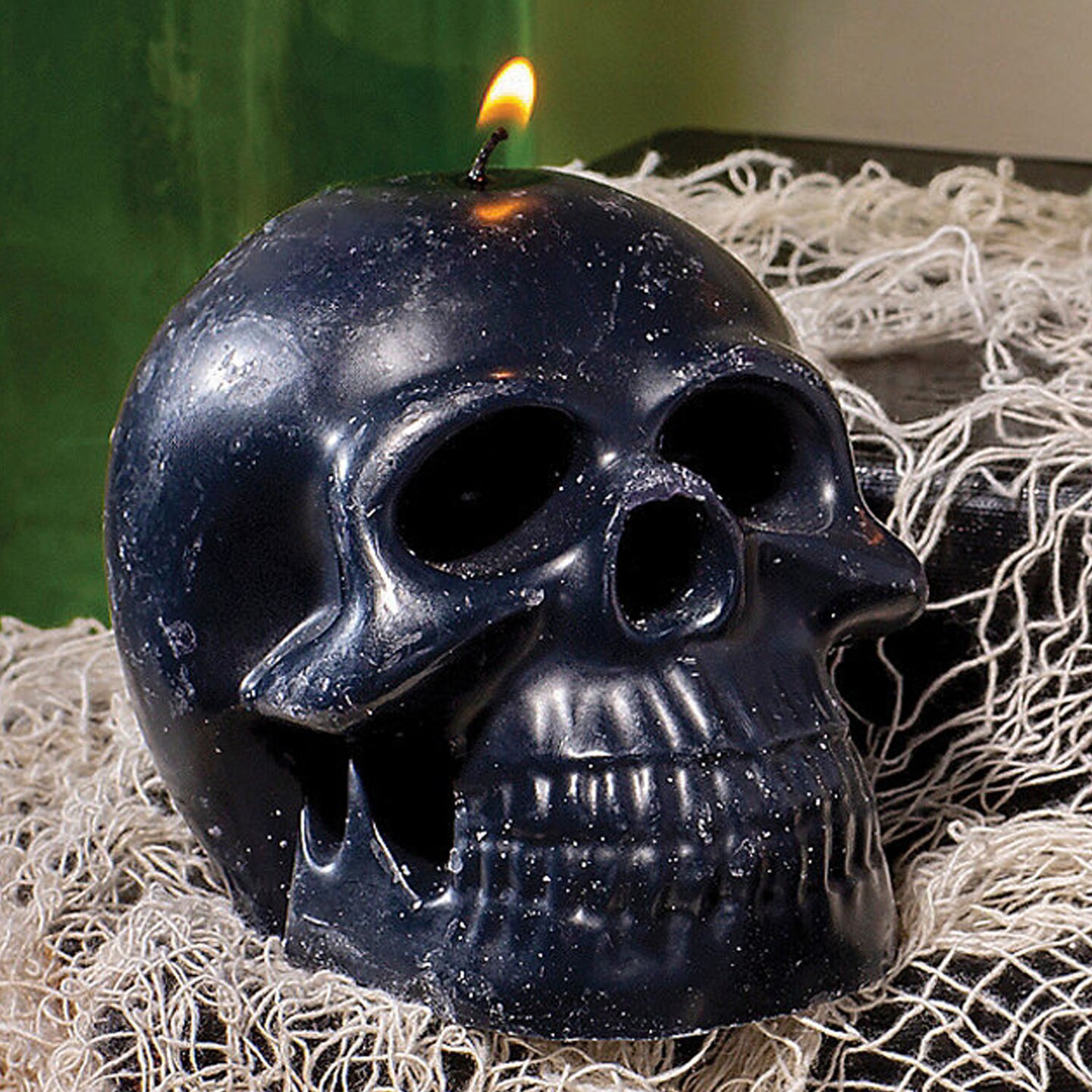 4&#x22; Black Skull-Shaped Wax Candles - 3 Pc