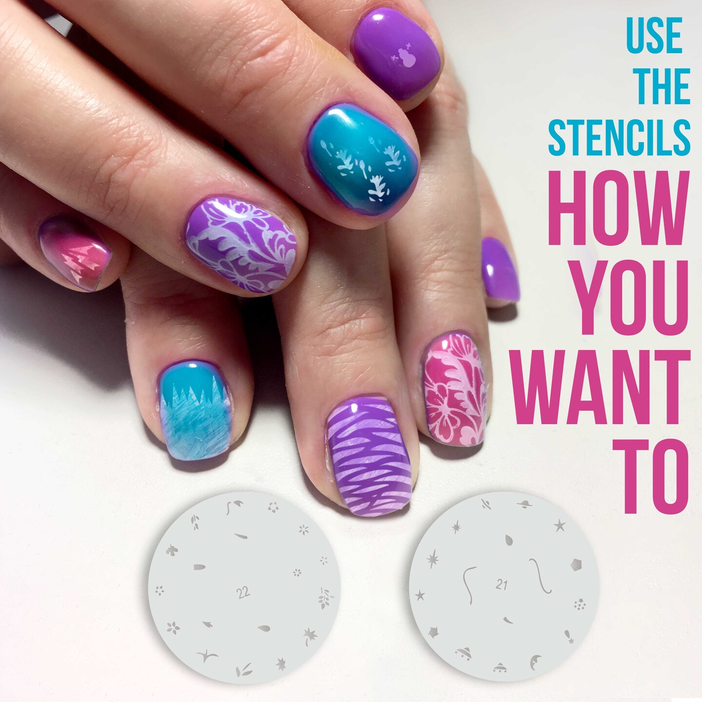 Airbrush Nail Stencils - Nail Art Stencils Set #2: 320 Unique Designs from 20 Individual Templates
