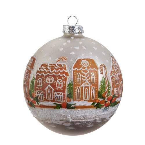 5&#x22; Gingerbread House Ball Ornament