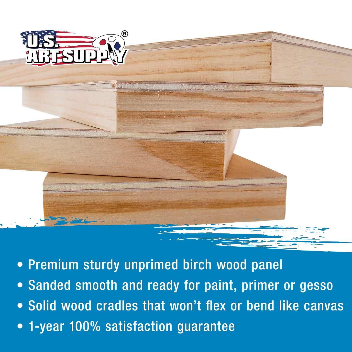 Unfinished Cradled Wood Panels for Painting, 4 Pack of 4x12 inch - Studio Birch Wooden Canvas Boards 3/4&#x22; Deep - Mixed-Media Craft, Acrylic, Oil, Encaustic, Paint Pouring Panel Board