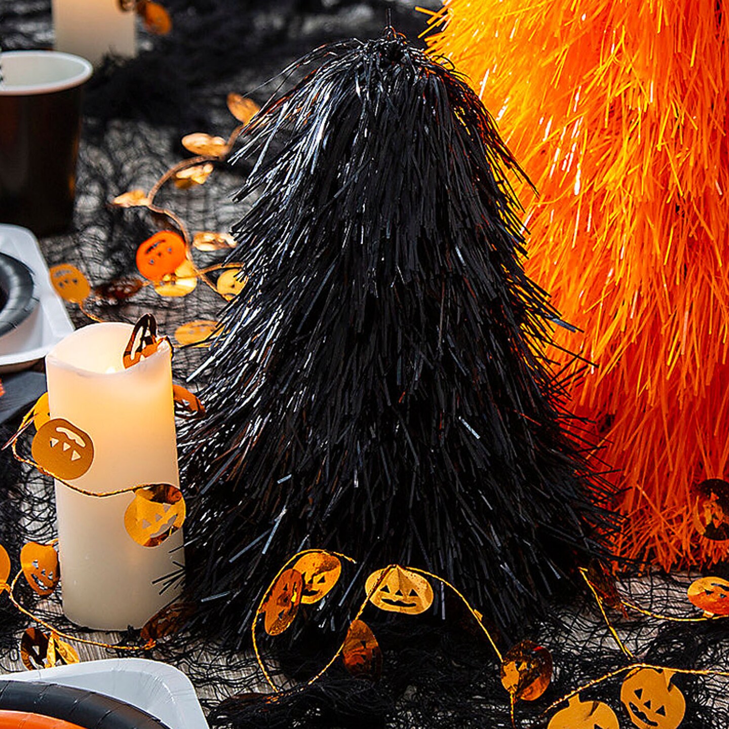 Halloween Orange Black Trees and JackOLantern Garland Decorative Set