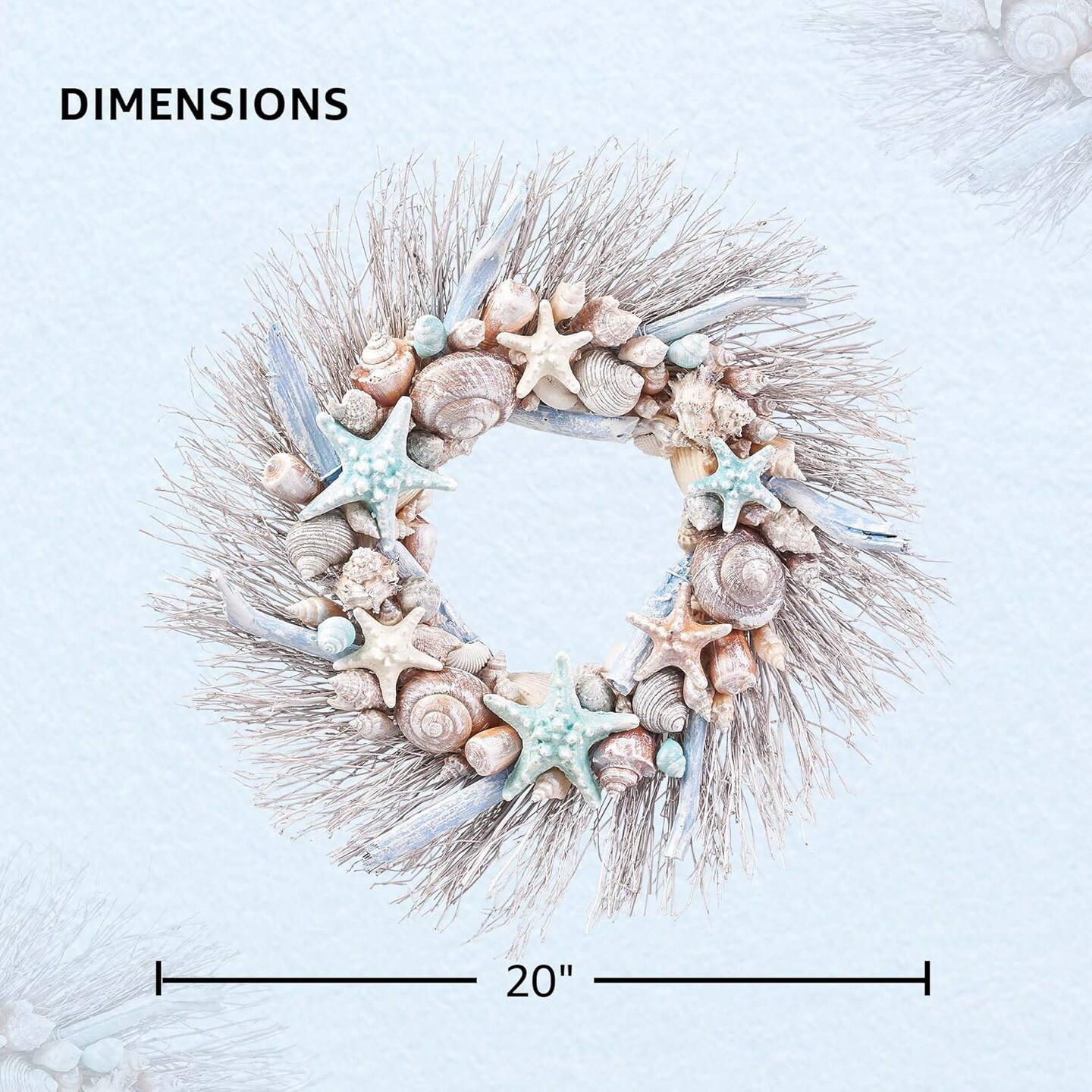 Coastal Shell Wreath 20&#x22; Handcrafted Christmas Wreath Gift -Holiday Tree