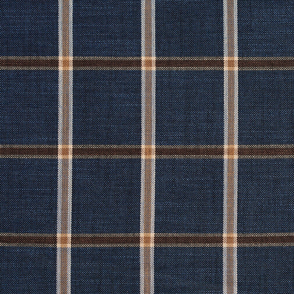 Indigo Windowpane - Blue Plaid Upholstery Fabric 54 Inches&#x22;