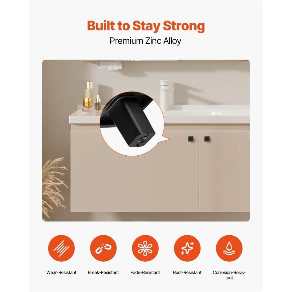 Pack of 10 Cabinet Knobs 1.18" Black Zinc Alloy Square Drawer Pulls Door Handles with Screws