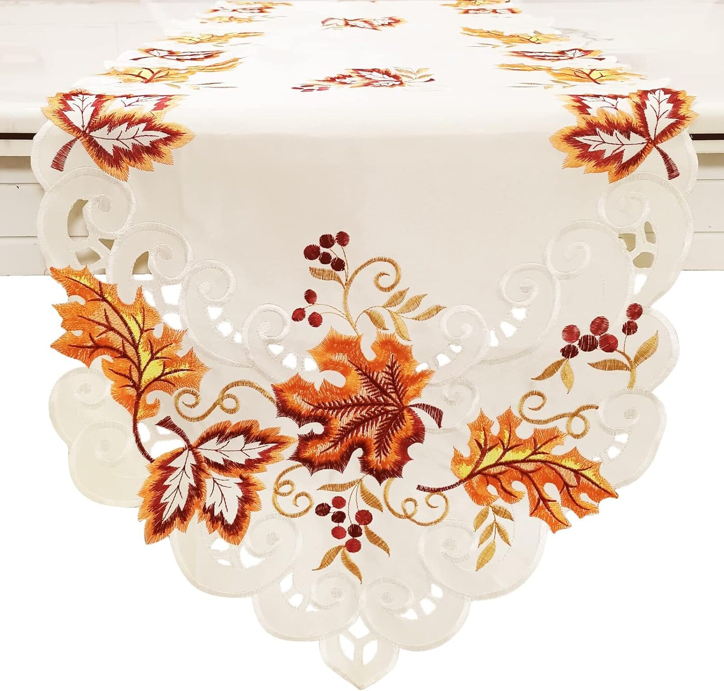 Fall Table Runner with Maple Leaf 15 x 67 Inch Festival Table Runner Thanksgiving Table Decorations for Parties Gatherings Restaurant Home Decor (B Style)
