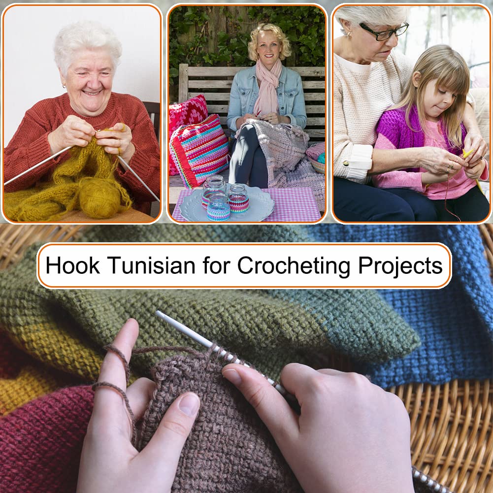 Tunisian Crochet Hook 3.5 mm (Size E), Aeelike Extra Long Afghan Hook Metal Multicolor for Beginners and Crochet Hooks Lovers,Tunisian Crochet Needles for Crocheting Hats,Socks and Cute Animals