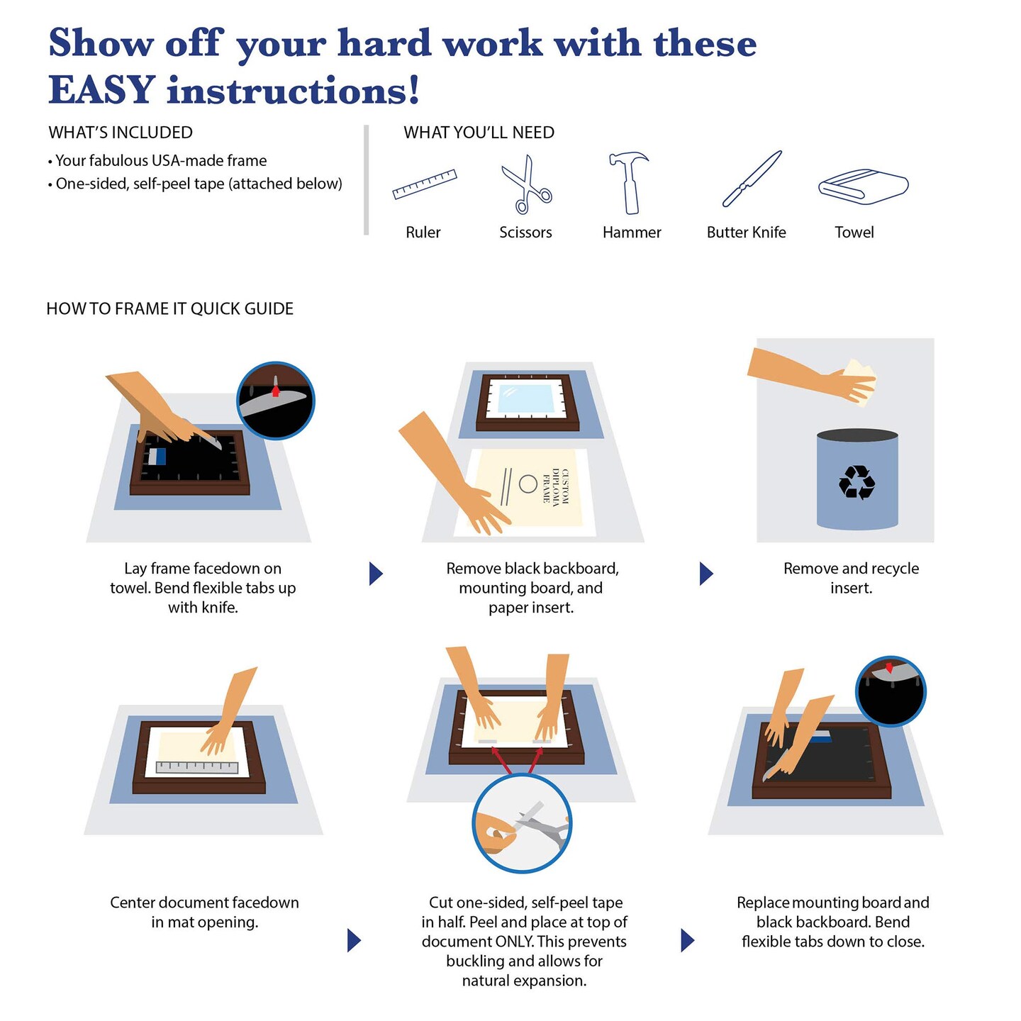 Framerly - 11"w x 8.5"h Tassel Diploma Frame - Eco-Friendly Black Moulding with Black and Gold Matting