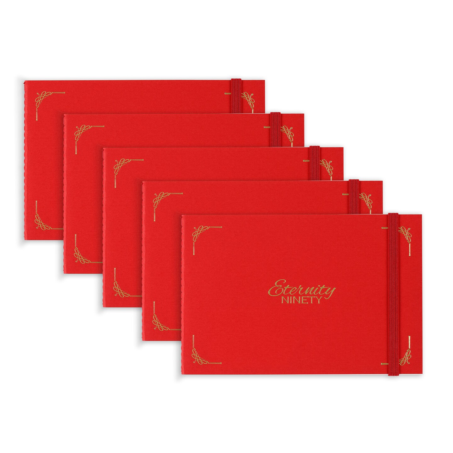 New York Central Eternity Ninety Flat Book- 6x4&#x22; Sketch Watercolor Journal, Pack of 5- Red Soft Paperback - Watercolor Sketchbook w/ Elastic Band, 100 Total Sheets 100% Cotton, 90 lb Cold-Pressed