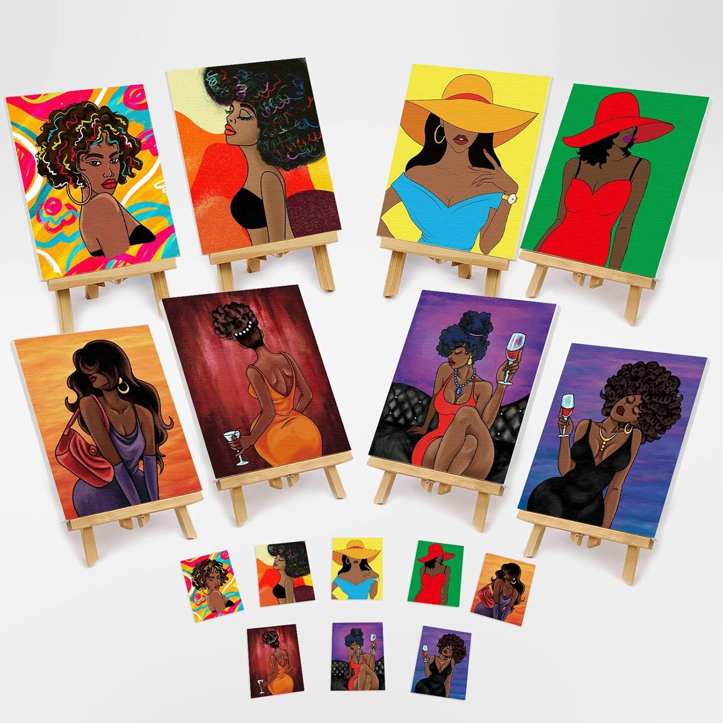 8-Pack Pre Drawn Canvas Painting Kit for Adults – 12x16 in Stretched Outline Canvas, Sip and Paint Party Supplies, Party Favor Kit for Beginners & Artists (Clear)