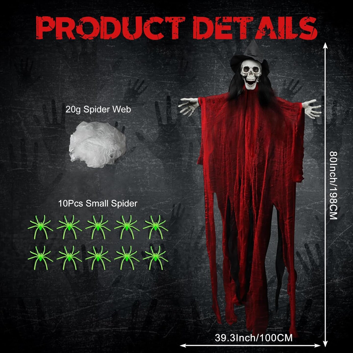 80" Sound & Touch Sensor Halloween Hanging Screaming Ghost Decorations