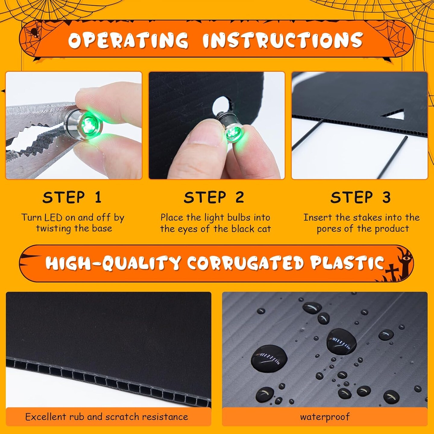 6 Pcs Black Cat Halloween Decorations Plastic Yard Signs with Stakes
