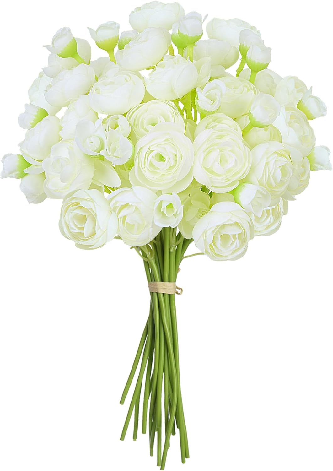 18Pcs White Ranunculus Artificial Flowers, Faux Silk Mini Ranunculus with Stems, Fake Wedding Filler Flowers Bulk Floral Arrangements for Home, Table Centerpieces Bridal Shower DIY Bouquets Decor