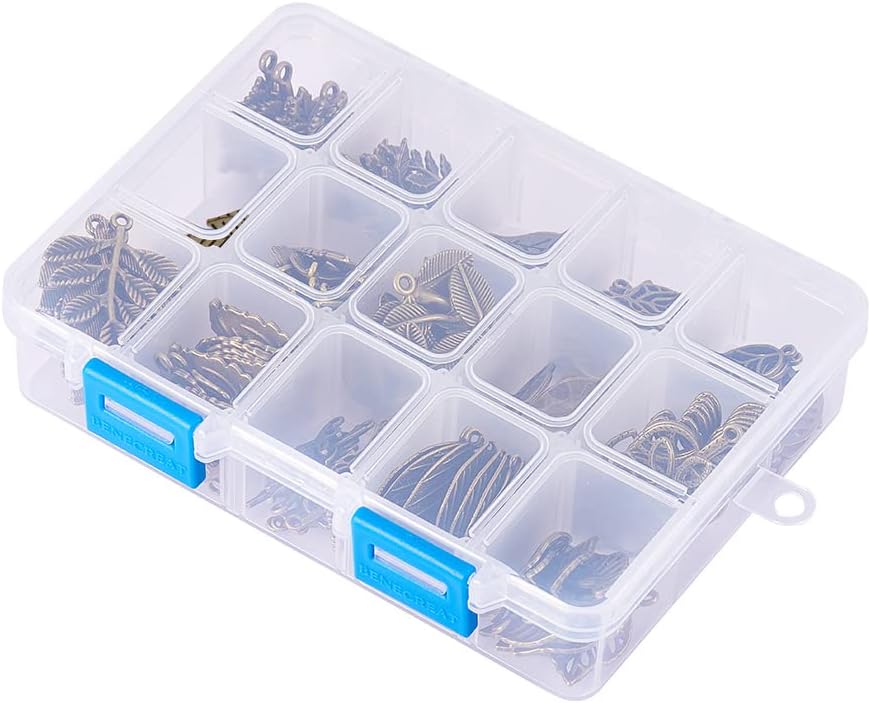 150pcs 15 Styles Tree Leaf Charms Pendants, Tibetan Branch Leaves Charms Metal Alloy Leaf Beads Antique Bronze Dangle Charm for Spring Earring Bracelet Necklace Kaychain Jewelry Making