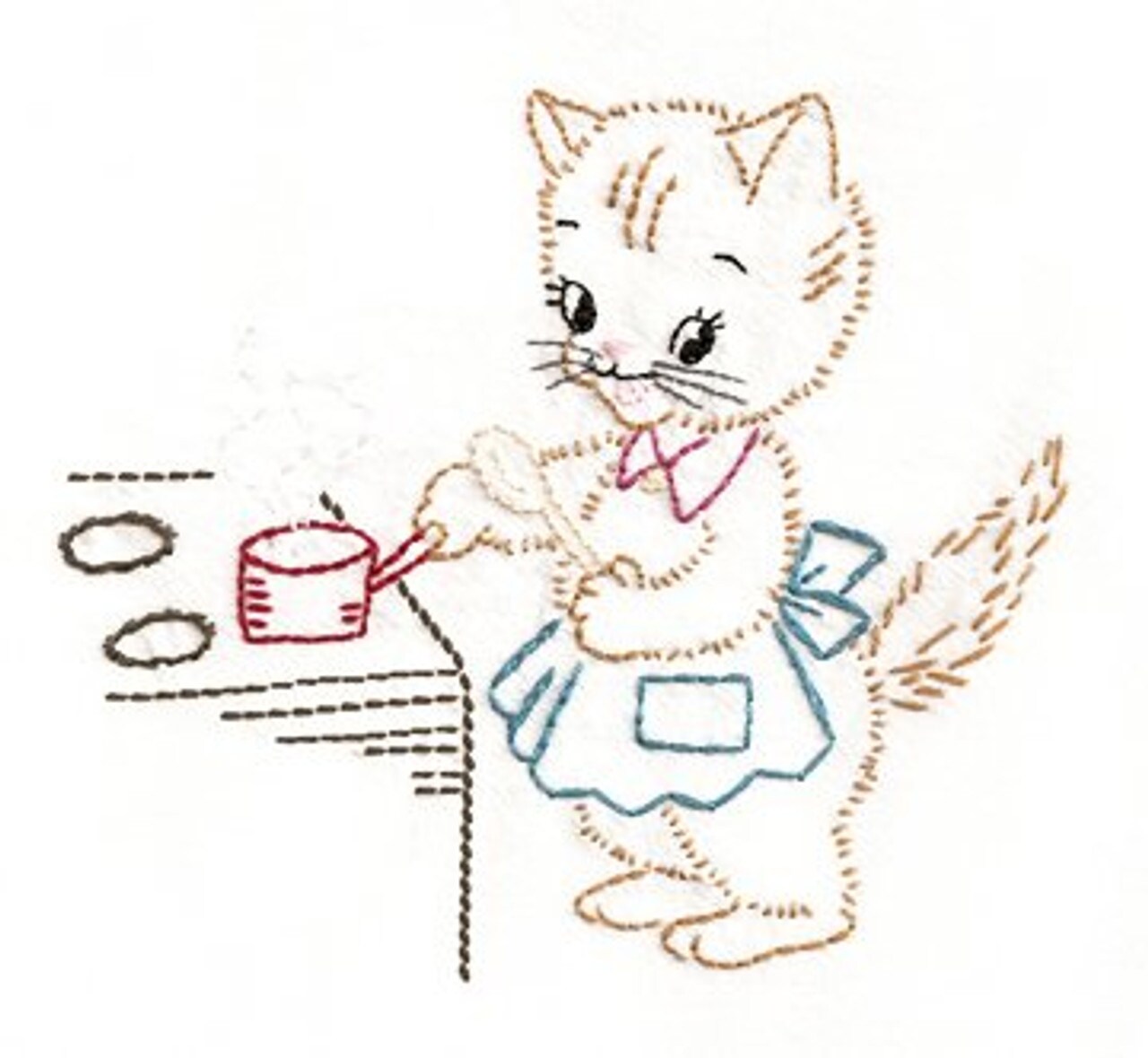 Aunt Martha's Kitten Motifs for Tea Towels 3733 embroidery iron on pattern