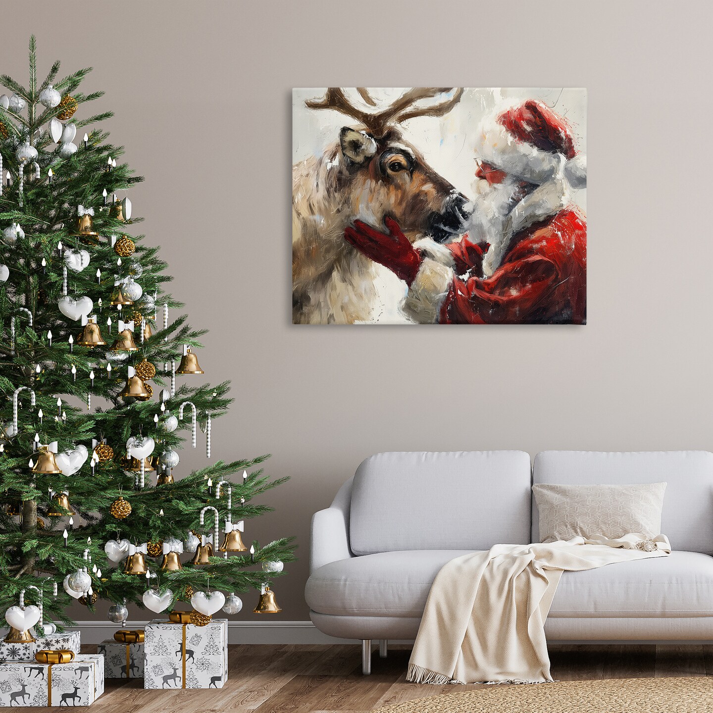 Stupell Industries Traditional Santa & Reindeer Canvas Design by Arlington Prints