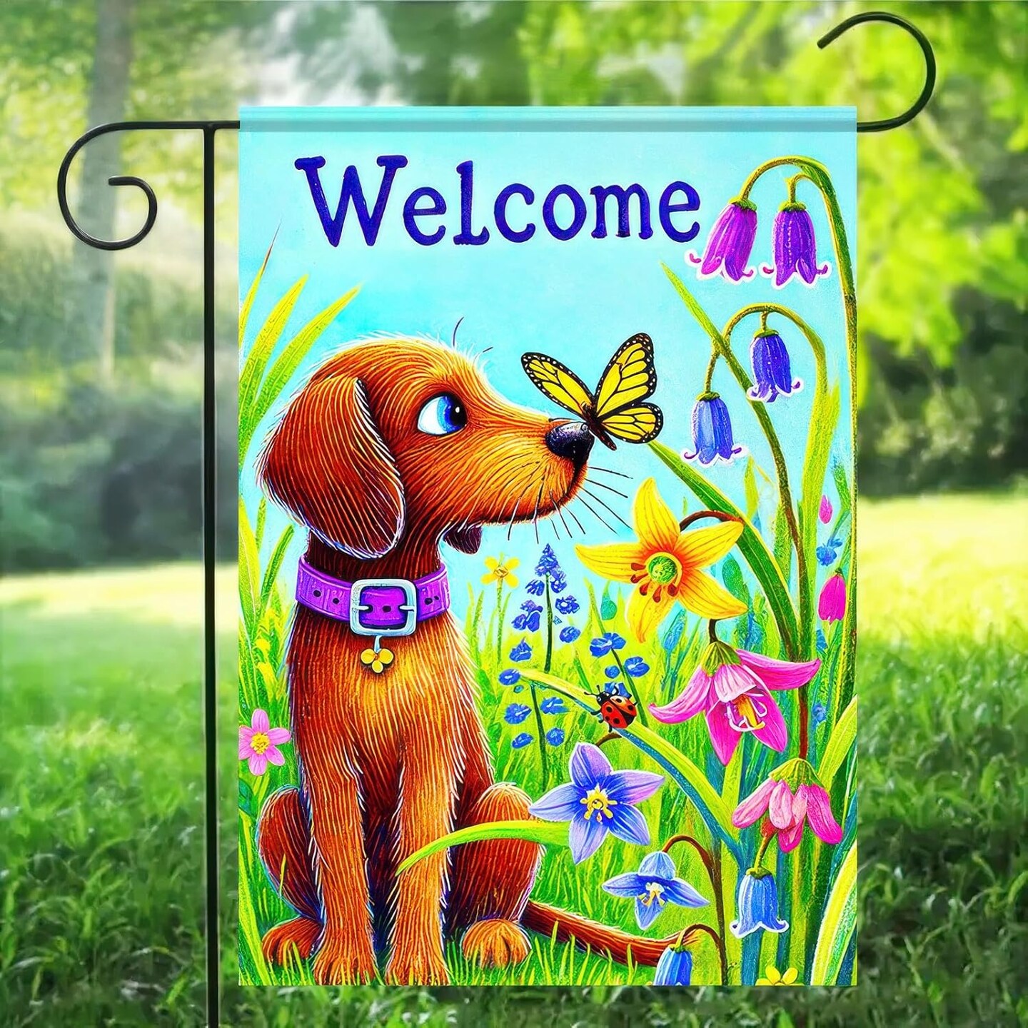 Summer Garden Flags 12x18 Double Sided Welcome Flower Dachshund Dog Garden Flag Yard Decorations Outdoor Decor Small Outdoor Welcome Flags for Outside Garden