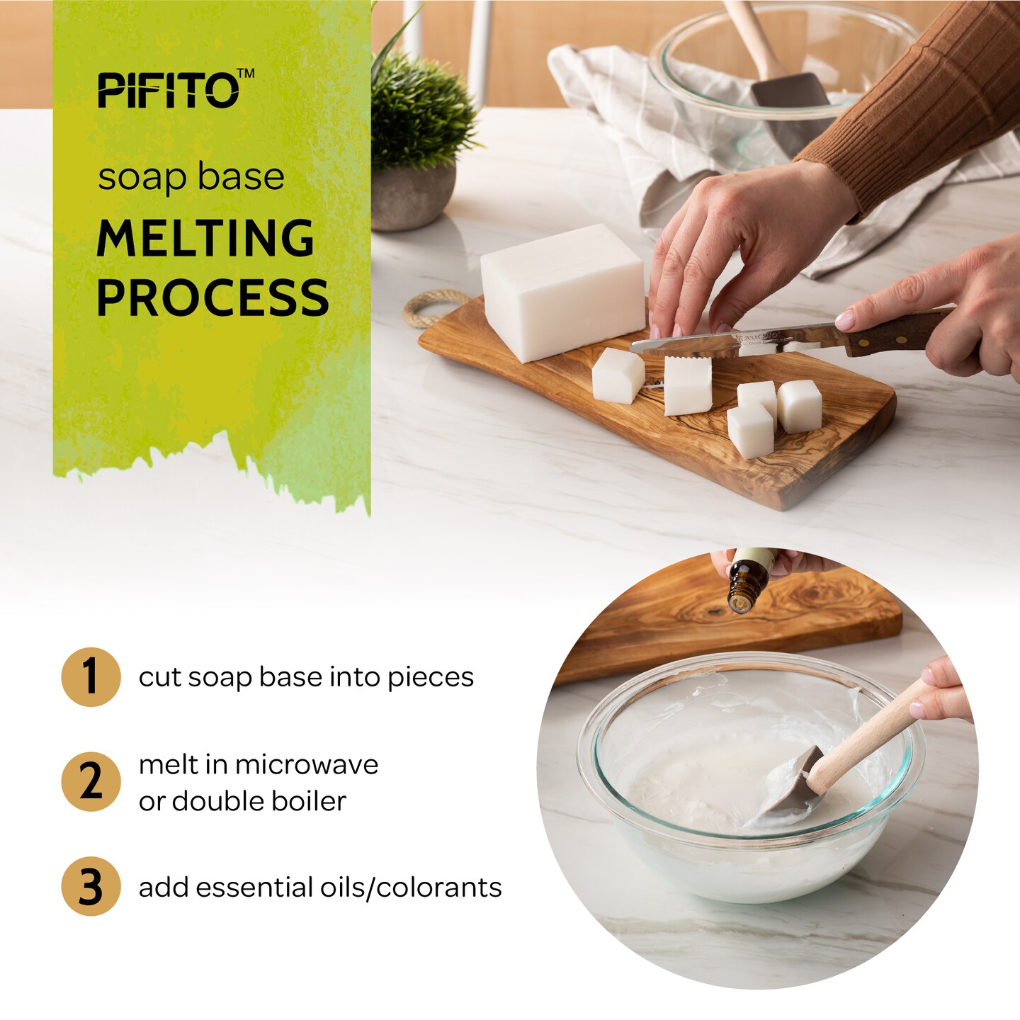 Pifito Pre-Cut Melt and Pour Soap Base Sampler (5 lbs) &#x2502; Cut-Up Pieces of Soap Base (1lb ea) &#x2502; Goats Milk, Honey, Clear, Cocoa Butter, Mango Butter &#x2502; Glycerin Soap Making Supplies Kit