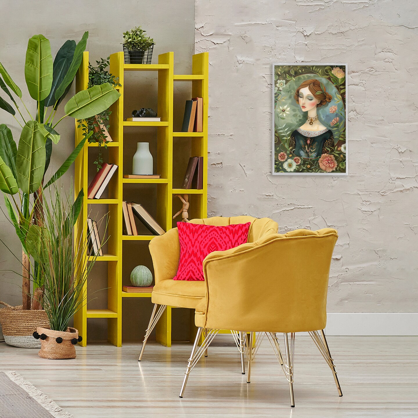 Stupell Industries Floral Edged Victorian Woman Framed Giclee Design by The Dutch Lady