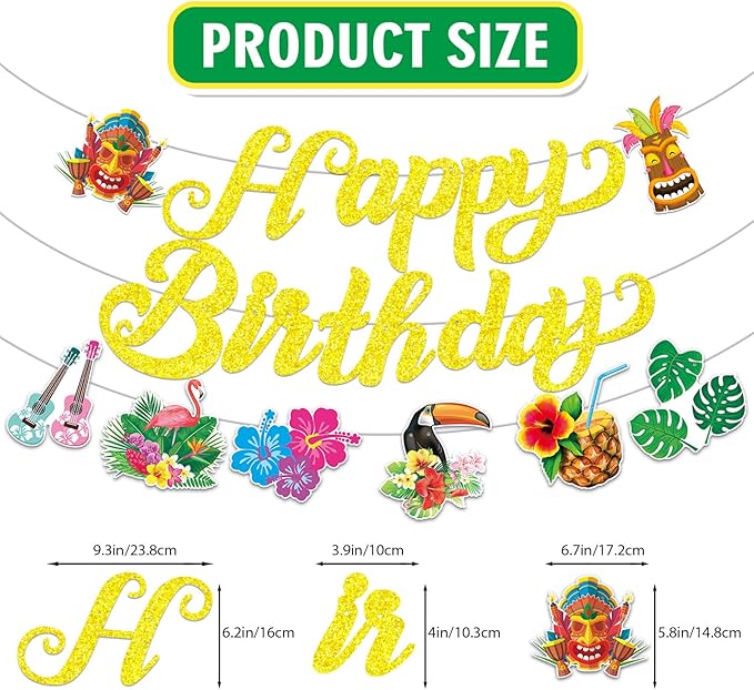 Aloha Happy Birthday Banner Hawaiian Luau Birthday Banner Hawaiian Luau Birthday Decorations Hawaiian irthday Decorations Summer Birthday Party Decorations