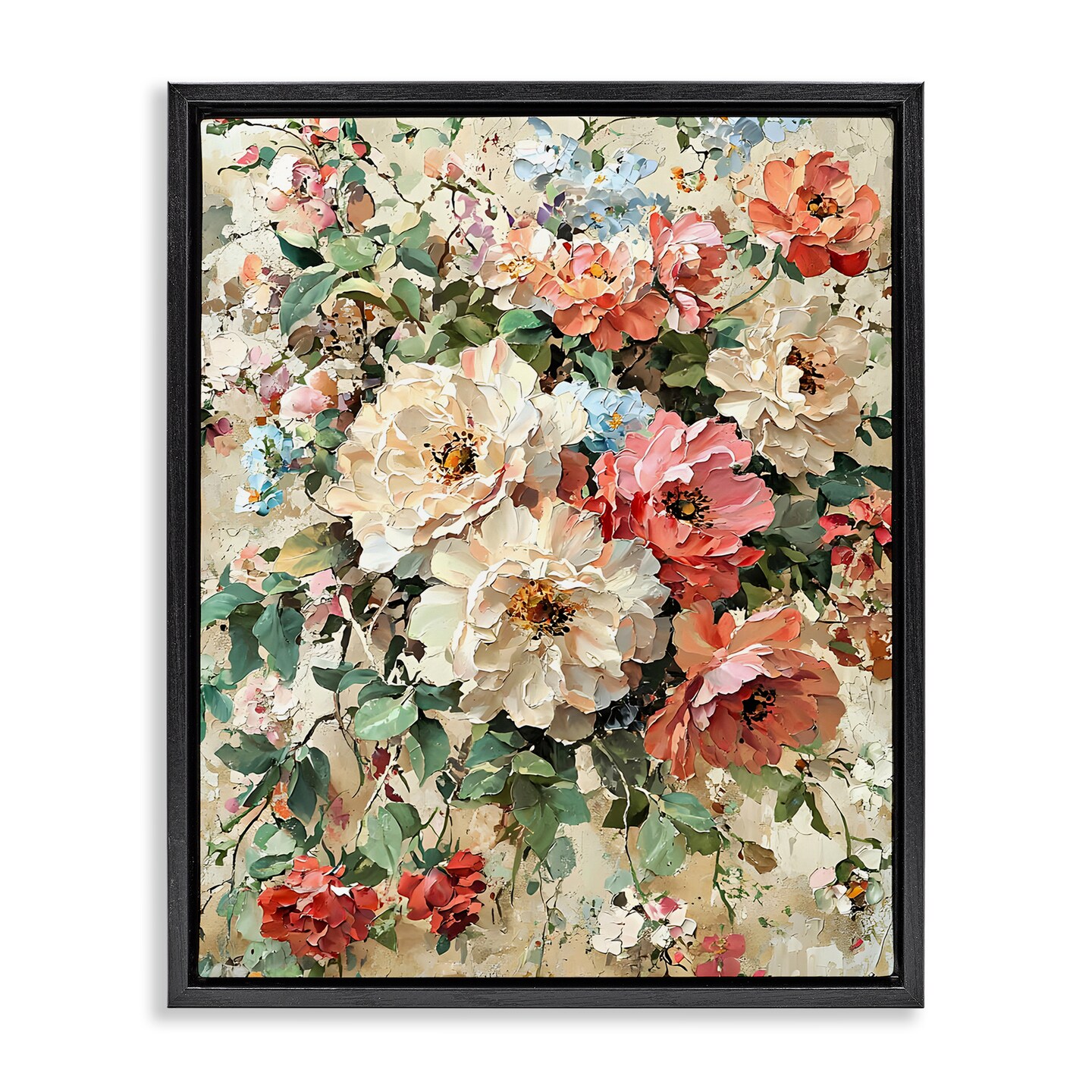 Stupell Industries Aged Abstract Flowers Floating Frame Design by Franklyn Gregory
