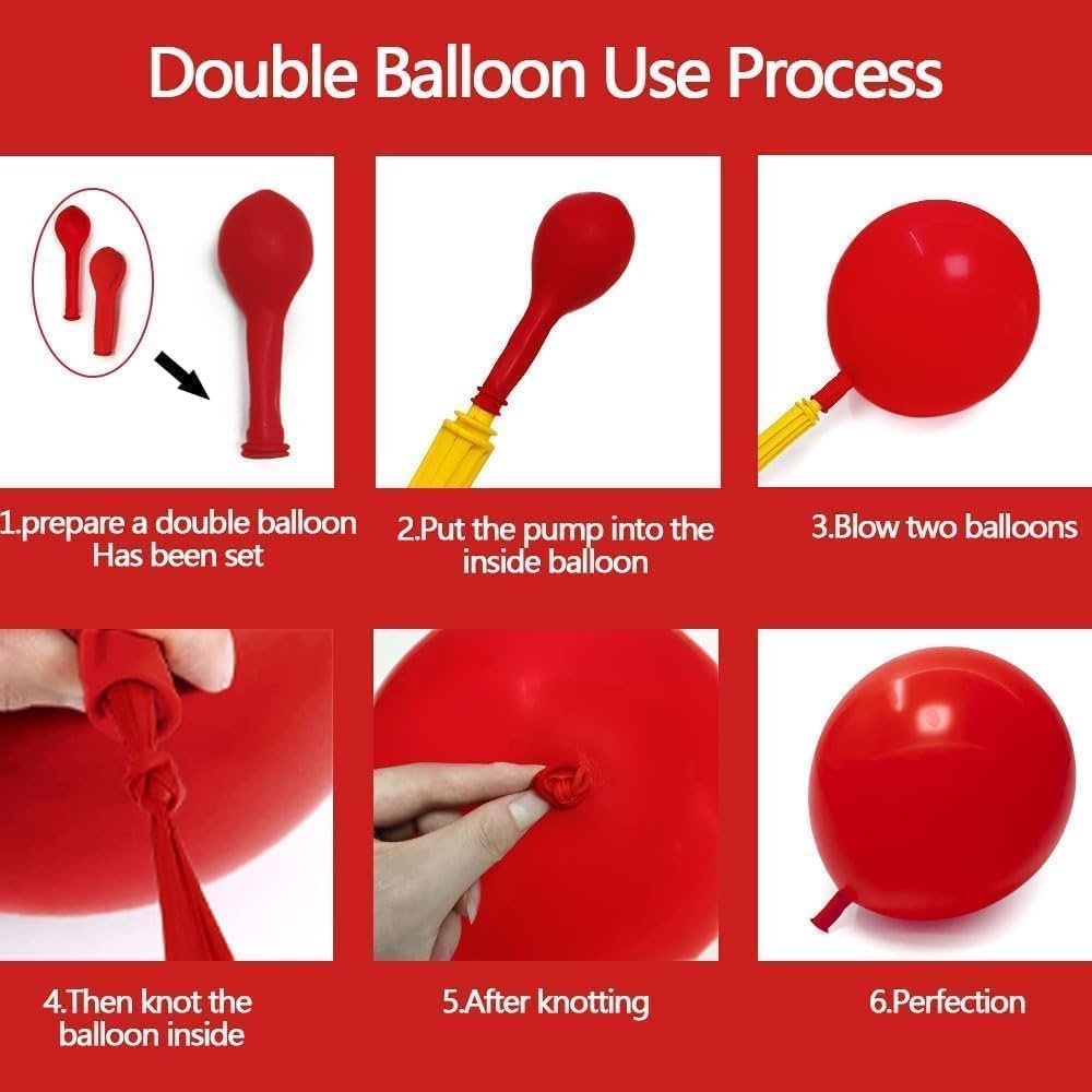 Black Red Balloon Garland - Double Stuffed Burgundy Black Balloons Premium Latex Maroon Ruby Red Balloon Arch