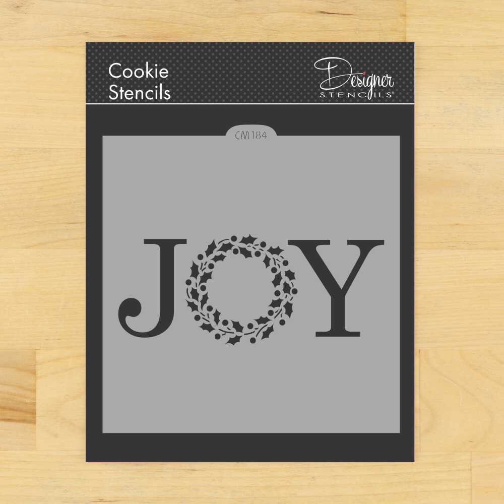 Joy with Holiday Wreath Cookie & Craft Stencil | CM184 by Designer Stencils |