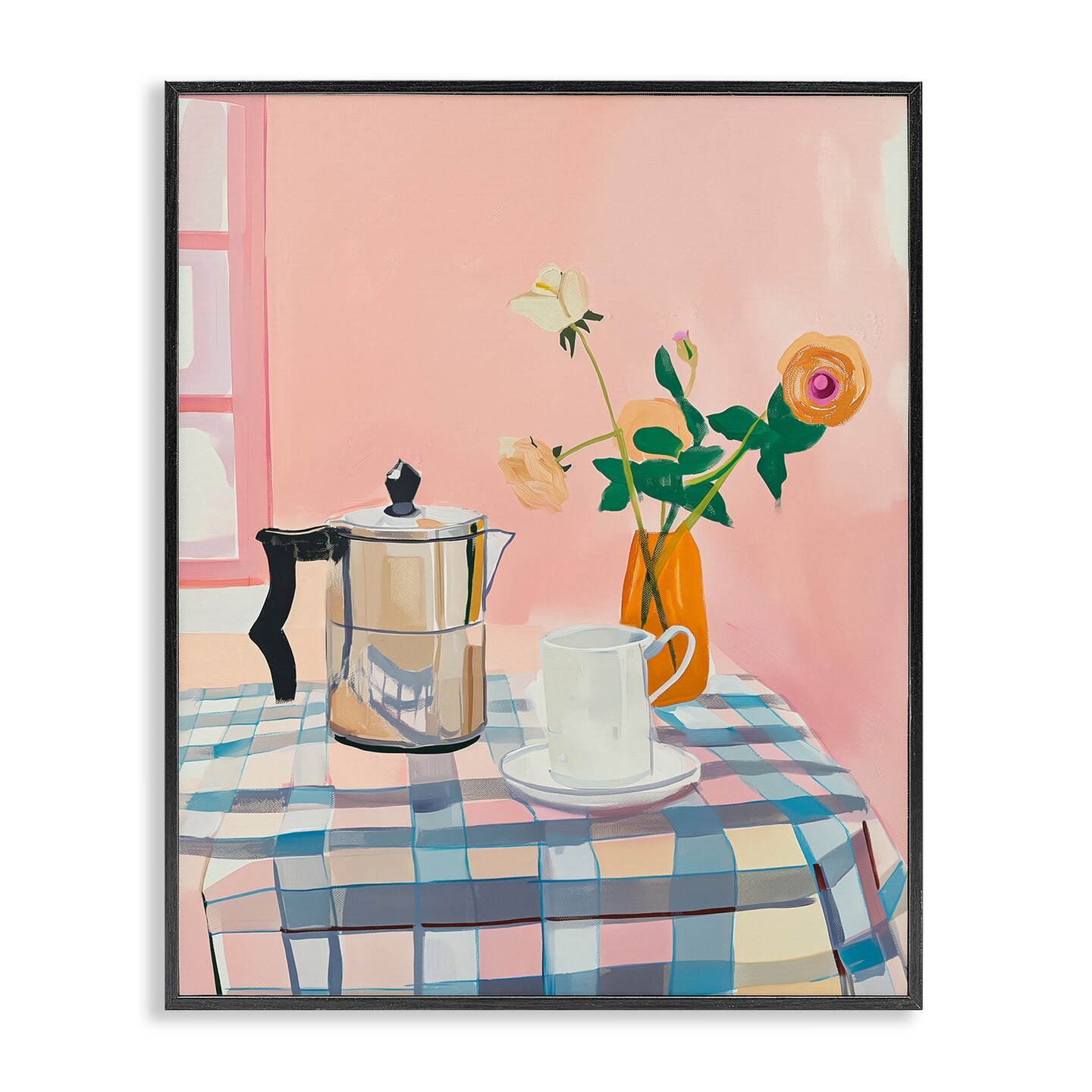 Stupell Industries Pink Retro Kitchen Table Framed Giclee Design by Arlington Prints