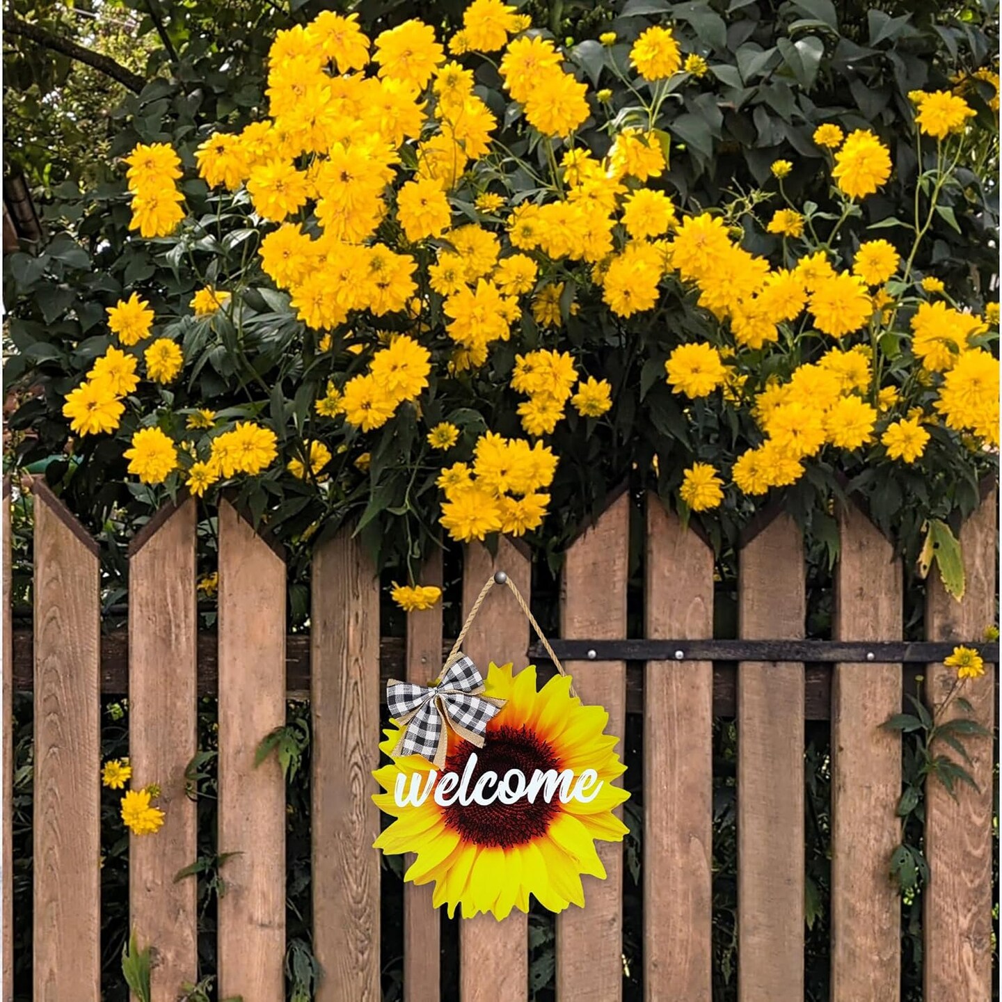 Sunflower Door Sign Summer Welcome Wreaths For Front Door Decoration 12 Inch Wood Hanging Farmhouse Porch Wall Decor Indoor Outdoor