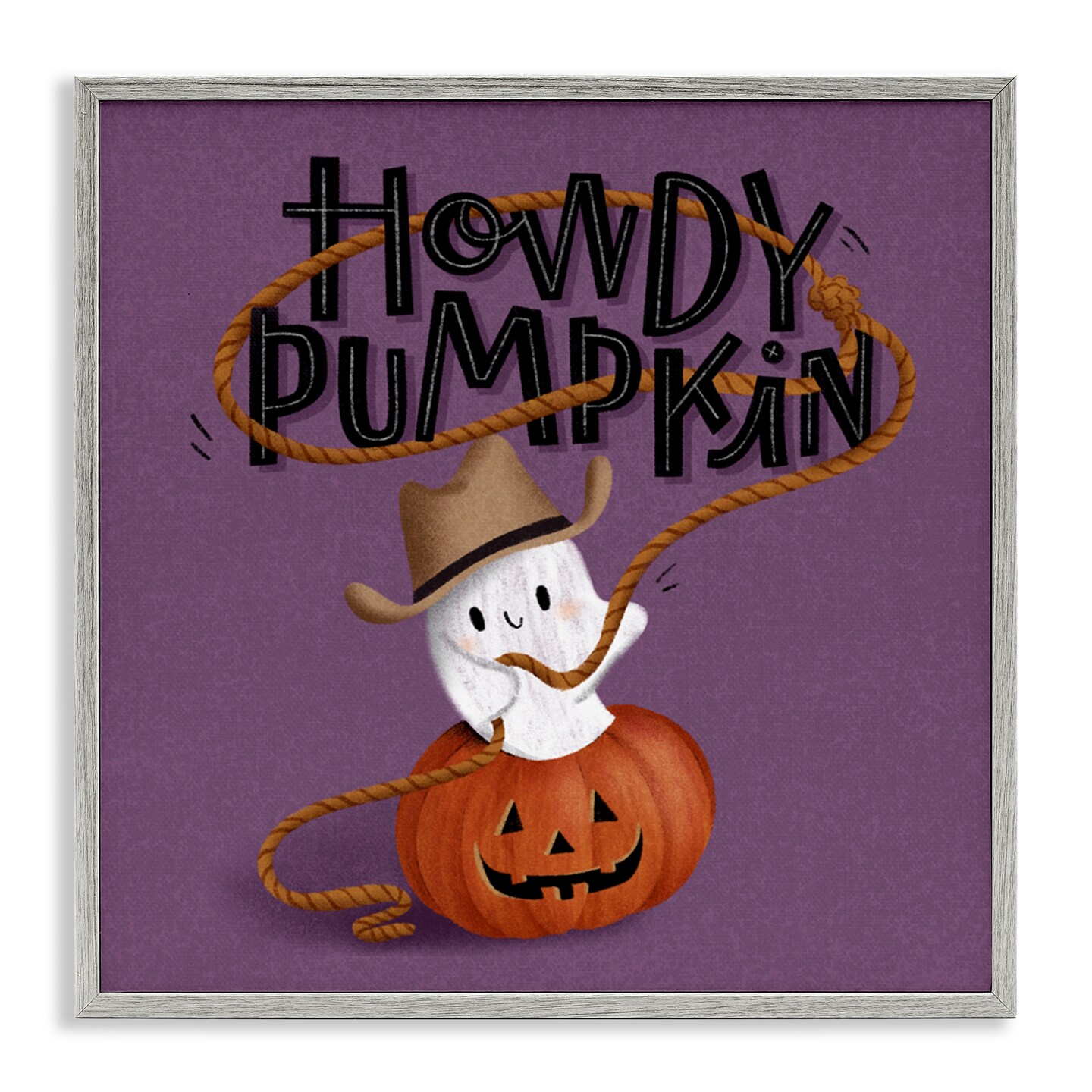 Stupell Industries Howdy Pumpkin Western Ghost Framed Giclee Design by Sarah Hickman