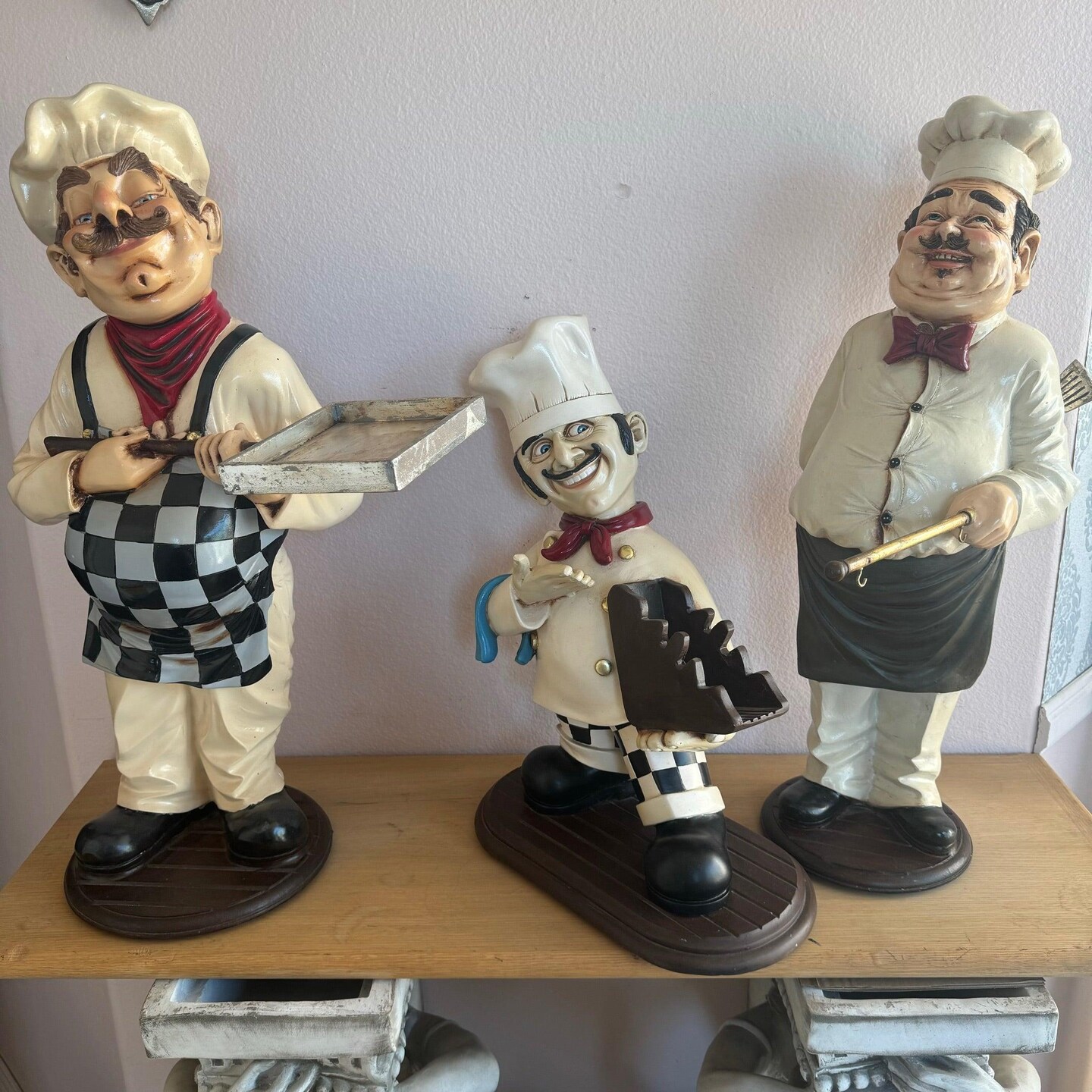 Set of 3 Small Chef Cook Statues