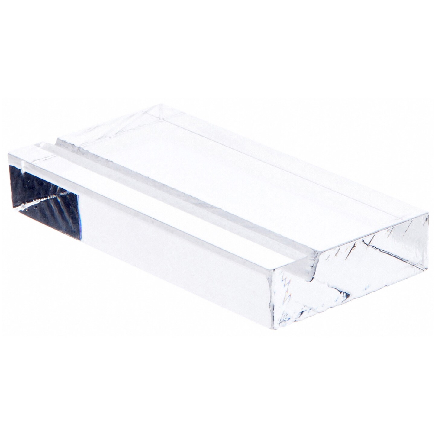 Plymor Clear Acrylic Block with Sign Display Holder Slot, 3&#x22; W x 1.5&#x22; D x .5&#x22; H