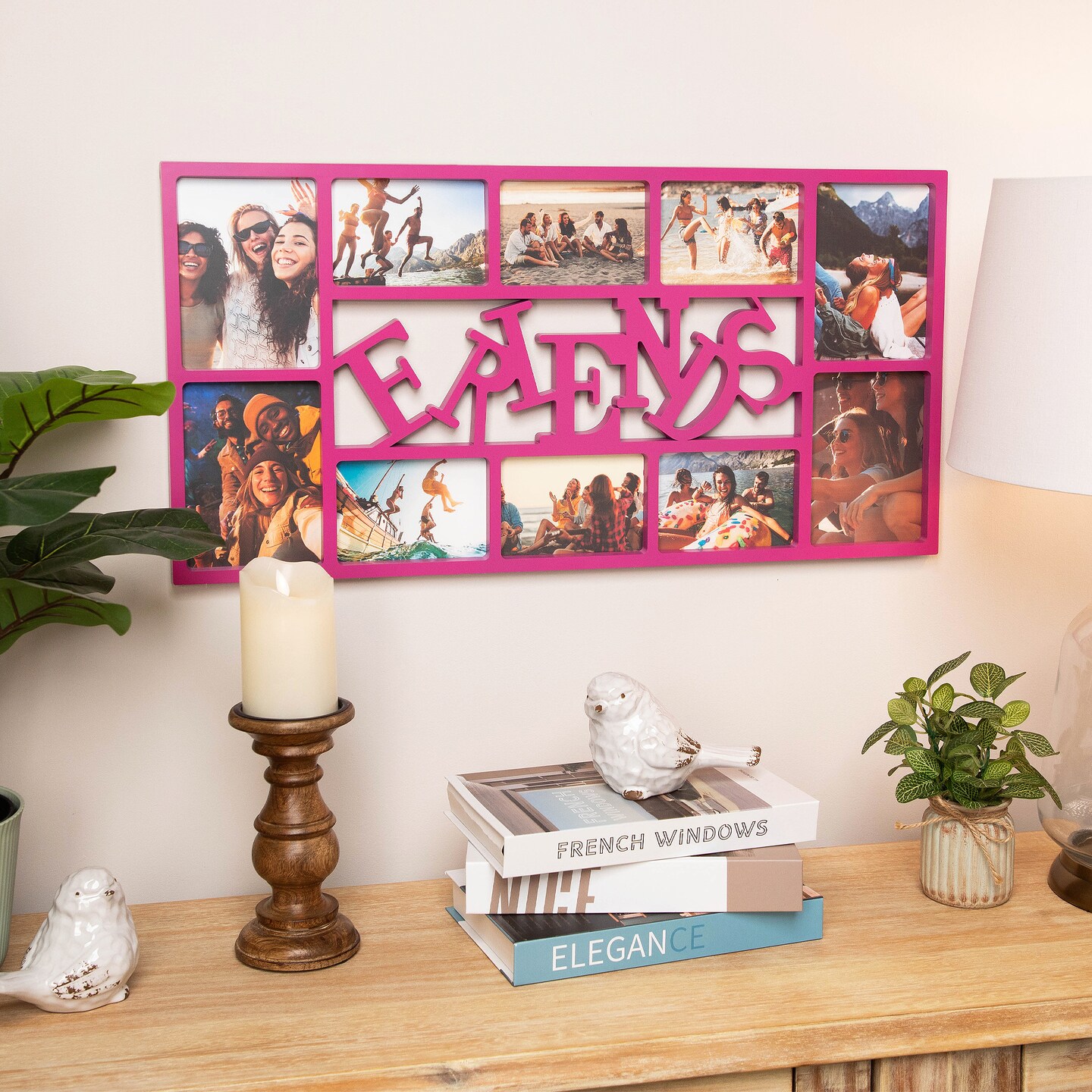 Northlight Rectangular &#x201C;Friends&#x201D; Wall Collage Photo Frame - 28.75&#x201D; - Pink