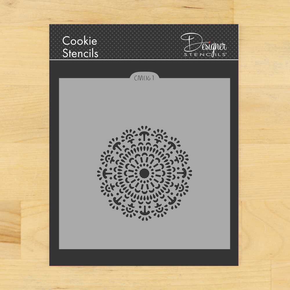 Mandala #4 Cookie & Craft Stencil | CM061 by Designer Stencils | Cookie Decorating Tools | Baking Stencils for Royal Icing, Airbrush, Dusting Powder | Craft Stencils for Canvas, Paper, Wood | Reusable Food Grade Stencil