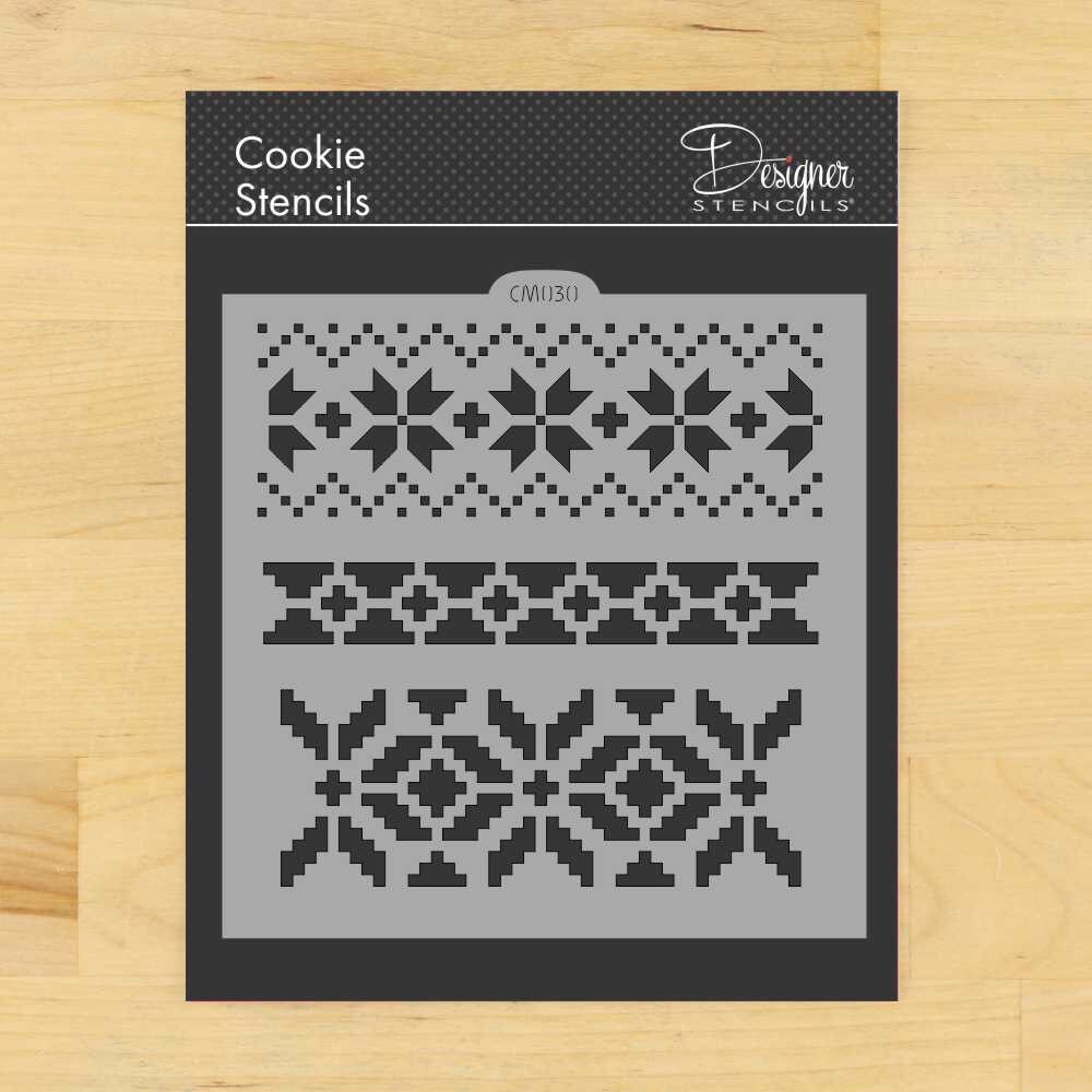 Fair Isle Pattern Cookie &#x26; Craft Stencil | CM030 by Designer Stencils | Cookie Decorating Tools | Baking Stencils for Royal Icing, Airbrush, Dusting Powder | Craft Stencils for Canvas, Paper, Wood | Reusable Food Grade Stencil