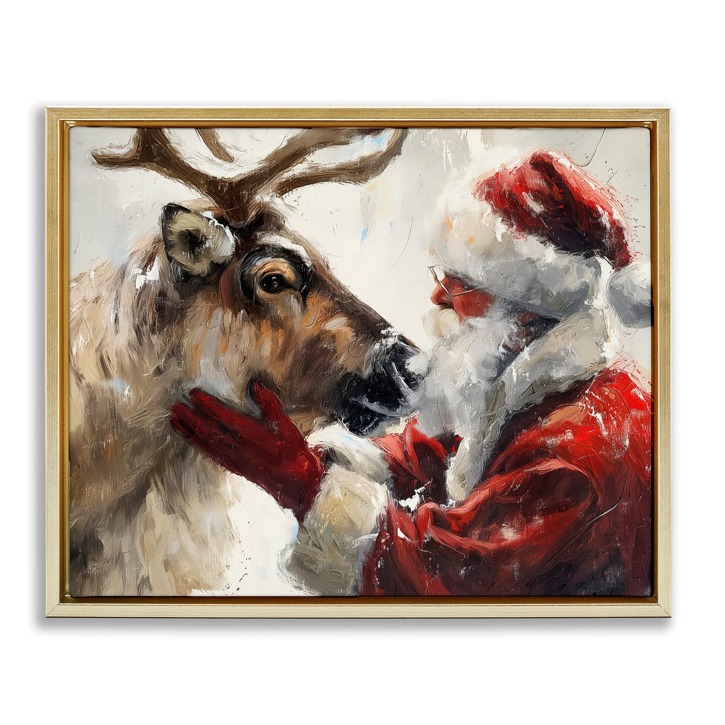 Stupell Industries Traditional Santa & Reindeer Floating Frame Design by Arlington Prints