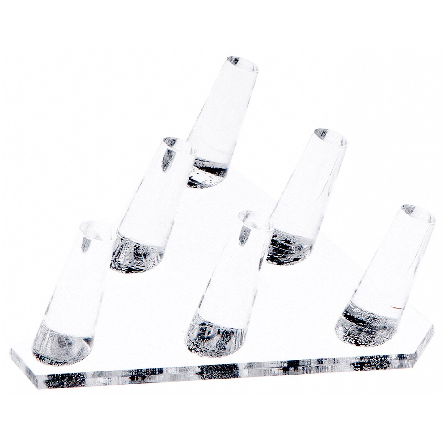 Plymor Clear Acrylic Ring Finger Display, Six, 5.5&#x22; W x 5&#x22; D x 1.75&#x22; H