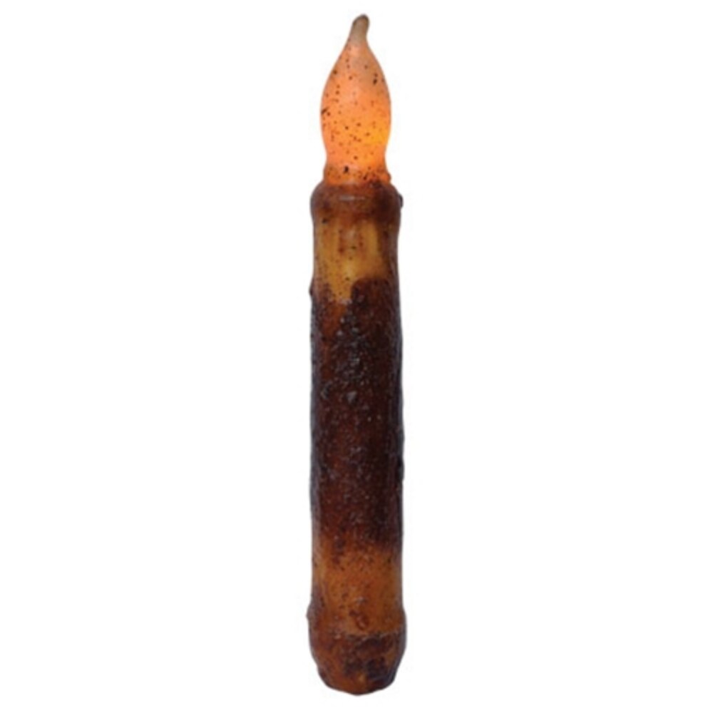 Burnt Mustard LED Taper Candle with 6 Hour Timer Warm Flickering Light for Home Decor