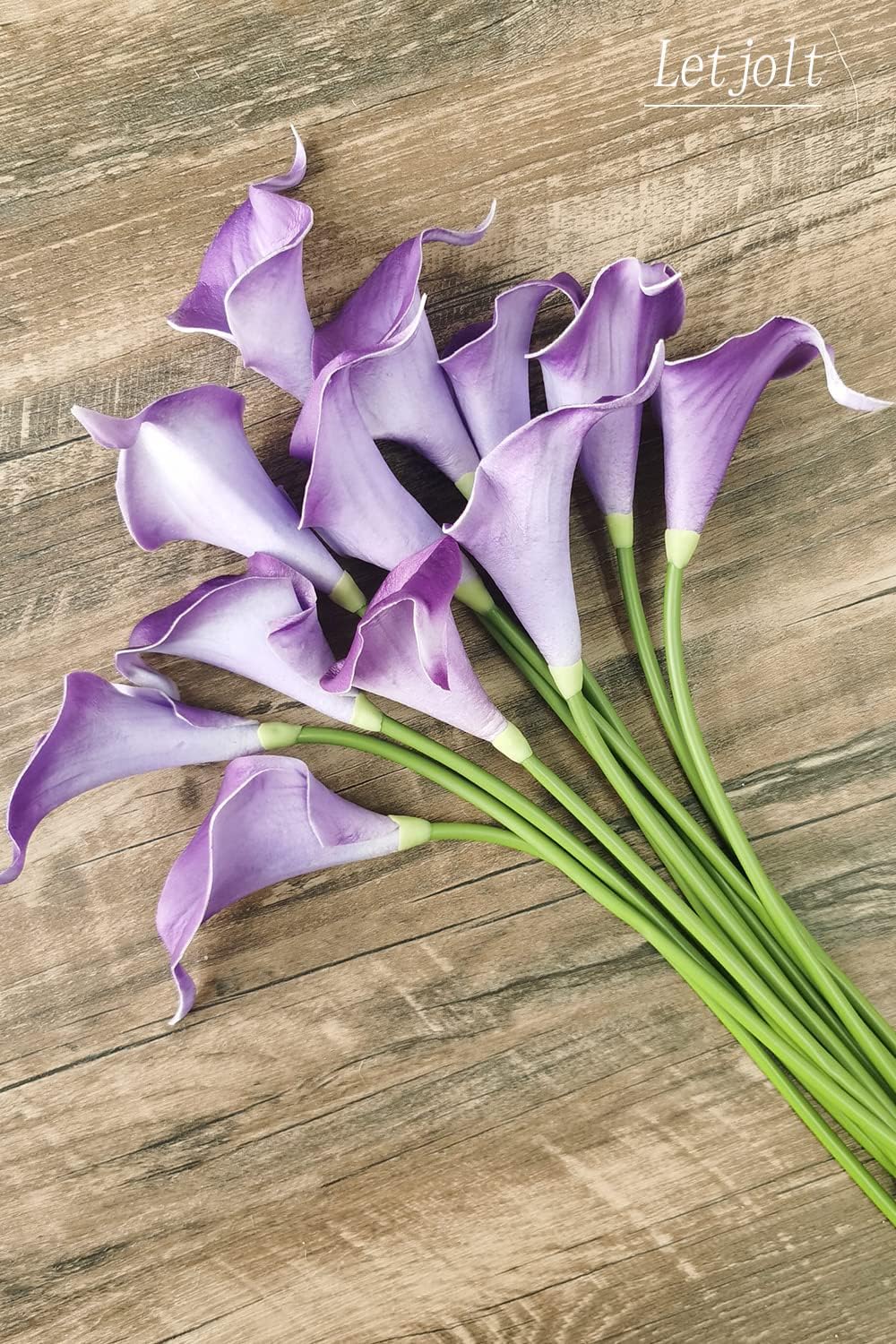 Calla Lily Purple Artificial Flowers 12Pcs Table Flower Decor Faux Calla Lilies Bouquet for Wedding Bride Shower Home Decoration, Purple