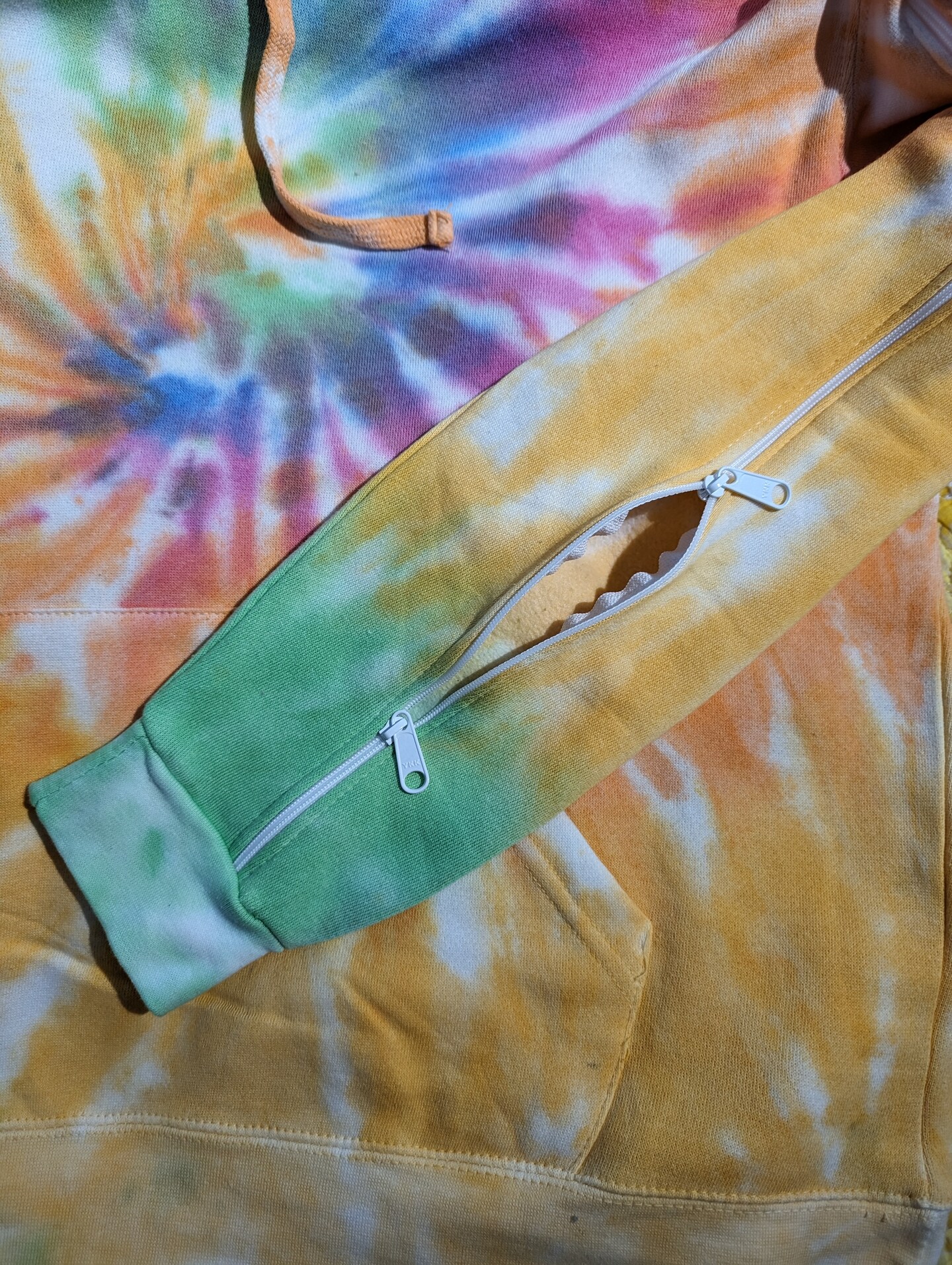 Zippered Arm Access Hoodies in Tie Dye colors- Unisex sizes S-2XL